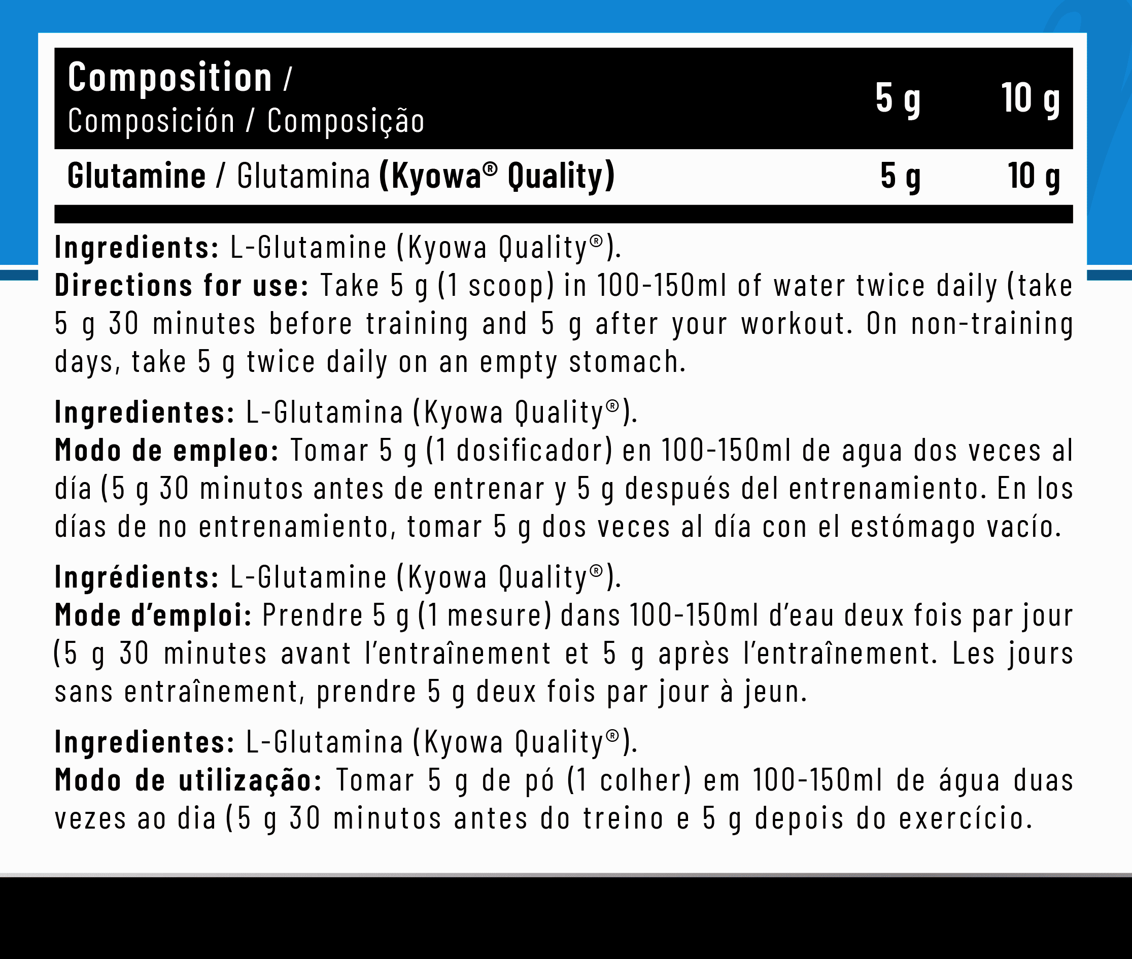 PREMIUM GLUTAMINE 300 GRS UNFLAVOURED-etiqueta01